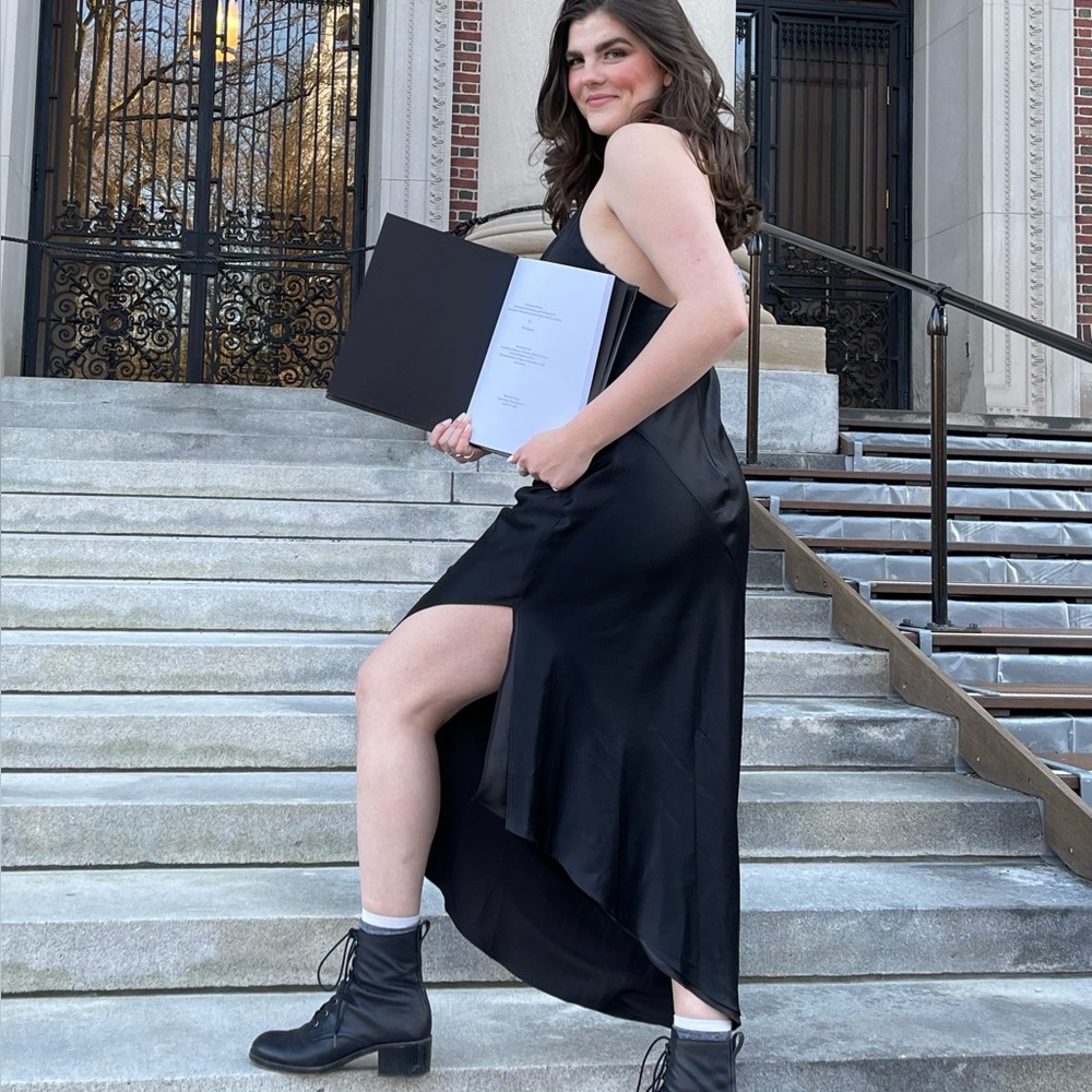 HANEY Elegant Silk Black Evening Dress